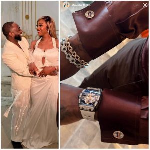 Davido honors late son with special cufflinks at miami white wedding